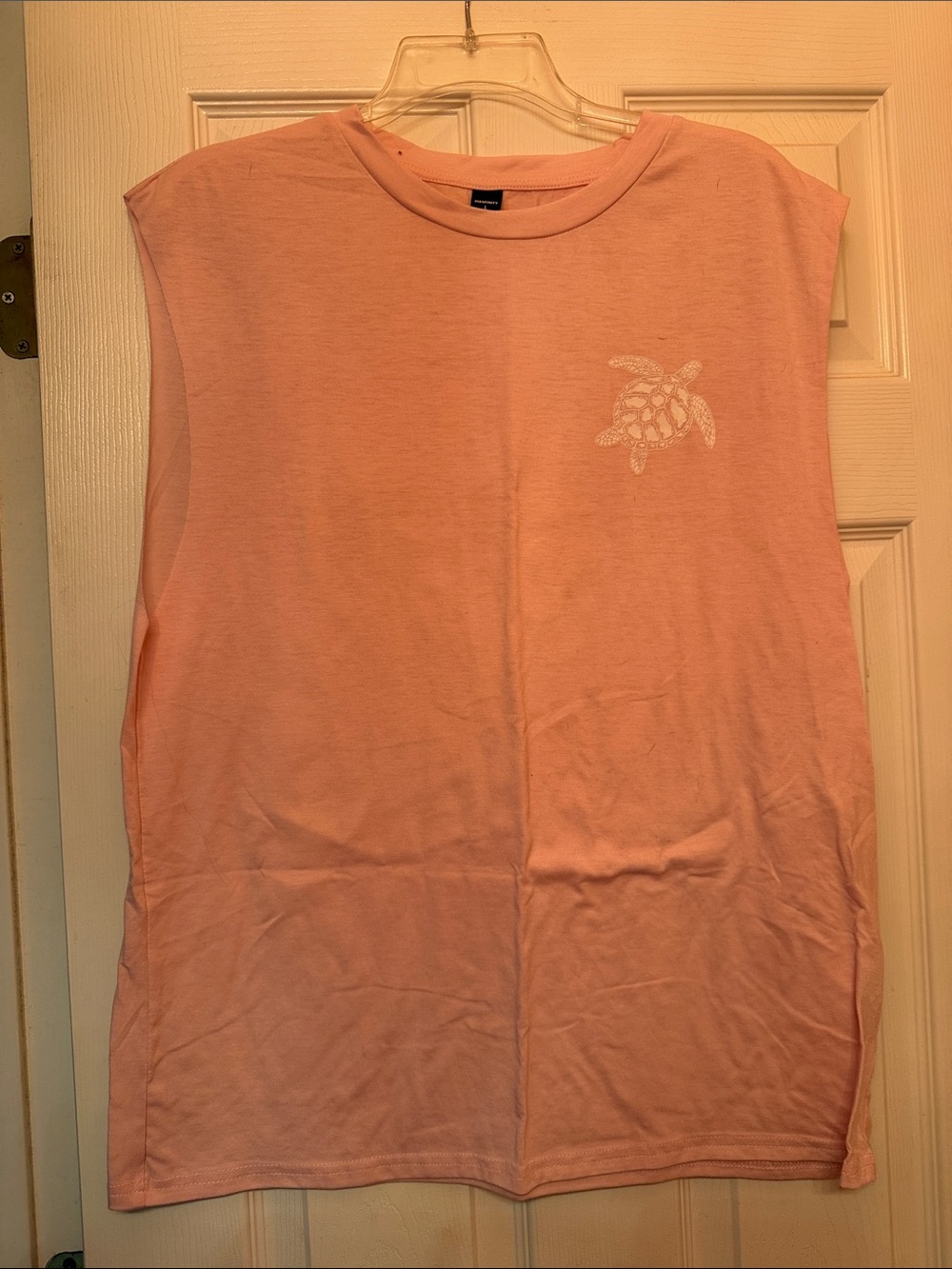 Men's Light Pink Sleeveless Tank Top with Turtle Graphic